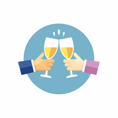 Celebratory toast with champagne glasses in vector illustration for festive occasions