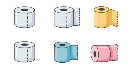 Assorted rolls of toilet paper in different colors and styles