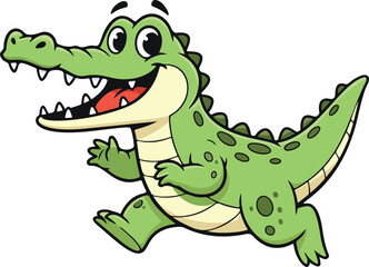 Cute Running Crocodile Cartoon