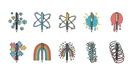 Creative Pen Design: A captivating array of pens designed with creative imagination. A collection of inventive pen designs.