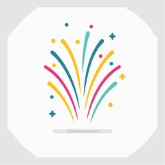 Festive celebration icon with colorful stars and lines for vibrant designs cheerful backgrounds