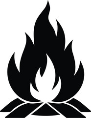 Bonfire Silhouette Vector Art Illustration