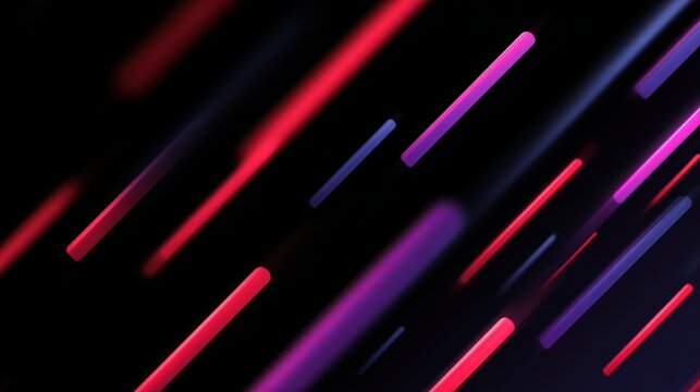 Black background, geometric neon lines, flat design