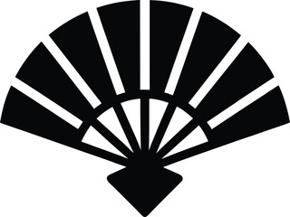 Japanese Fan Silhouette Vector Art Illustration