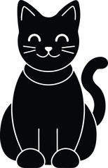 Lucky cat silhouette vector art illustration