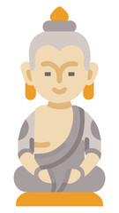 Naklejka premium Serene Buddha illustration in a meditative lotus pose, a symbol of spirituality, peace, and enlightenment for mindfulness concepts