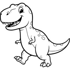 Obraz premium Joyful Dino: An adorable Tyrannosaurus rex illustration, with a playful grin, capturing the essence of a friendly, cartoon dinosaur.