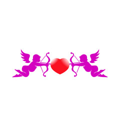 Cupid and heart. Love icon. Valentines day vector illustration