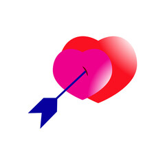 Heart pierced by an arrow. Love icon. Vector illustration on white background.
