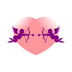 Cupid icon. Cupid with bow and arrow. Love symbol.