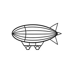 detailed line art of a steampunk airship in flight