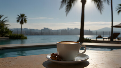 Coffee Break by the Pool: A Moment of Tranquility
