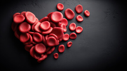 Red blood cells in shape of hearts - love in our veins