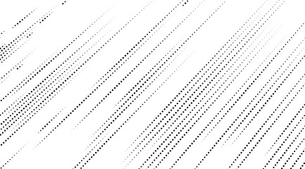 Black dots are arranged in diagonal lines across a white background, creating a simple yet dynamic pattern with a fading effect that enhances the image's abstract nature