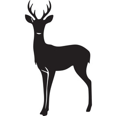 Dog and Deer Silhouette Vector Set – Big Dog, Small Dog, Sitting Dog, Playful Dog, Doe and Deer Wildlife Silhouettes