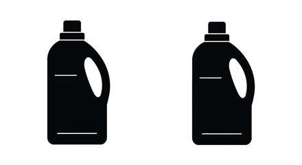 Simple black and white illustration of two laundry detergent bottles