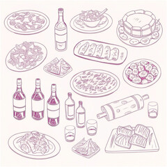 Minimalist hand drawn food and drinks illustrations

