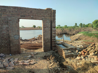 Severe monsoon flooding in Ravi River, Punjab, Pakistan and India at the end of August and early...