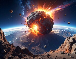 Asteroid impact on a planet