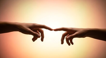 Touching fingers representing connection communication understanding partnership and relationship in warm tones