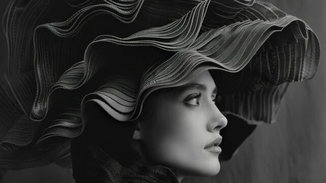 A beautiful woman wearing a stylish hat and elegant attire graces the frame with her graceful presence.