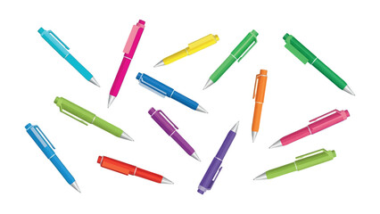 Vibrant Pen Collection: An array of vividly colored pens arranged in a dynamic composition, capturing the essence of creativity and expression.