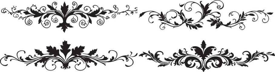 Vector art of set of decorative floral ornaments for design element