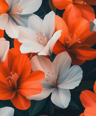 Obraz premium Close-up of orange and white lilies blooming in soft light