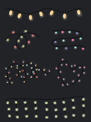 Festive String Lights and Decorations on Dark Backdrop