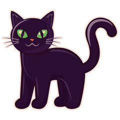 Black cat with green eyes. A fairy tale character.