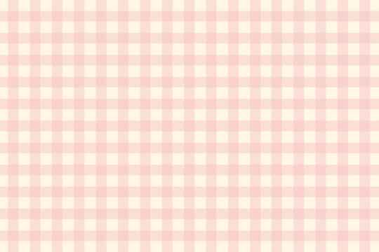 Pastel pink gingham fabric square checkered seamless pattern texture background vector	
