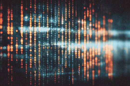 Vibrant Streaming Binary Code in Digital Matrix Flow
