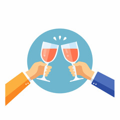 Celebratory toast with wine glasses clinking in a convivial gathering event symbol