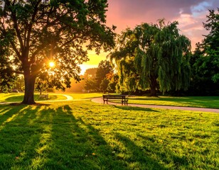 Obraz premium Sunrise park scene
