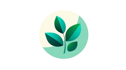 Fototapeta premium Sleek Botanical Flat Icon Emphasizing Rounded Practical Design and Premium Digital Usability for Modern Branding.