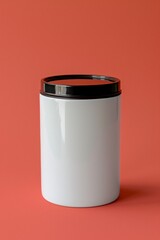 White and Black Modern Storage Container on a Colorful Background with Smooth Surface and Minimalist Design