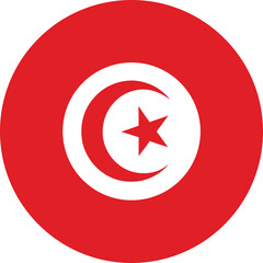 tunisia round flag with red crescent and white star symbol