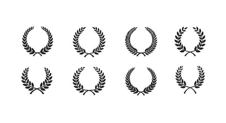 Collection of minimalist laurel wreaths displayed in a grid arrangement