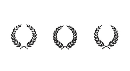 Three black laurel wreaths arranged in a horizontal line simple design