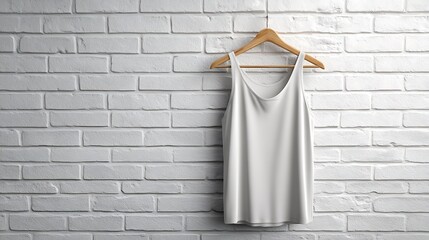 White Tank Top on Hanger Simple Casual Clothing Mockup.