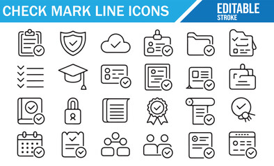 Admin & Onboarding Check Icons — Documents, Profiles, and Confirmation Marks