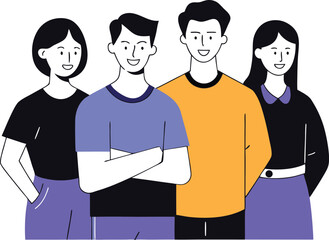 Vector characters - silhouettes. Unrecognizable portraits of women and men. Group of people.