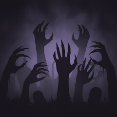 terrifying halloween shadow overlay with creepy monster hands and claws