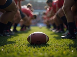  Rugby ball on ground during scrum formation

