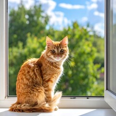 Orange Cat at Window.