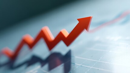An abstract business clipart of a rising arrow on a graph, showing success and growth.
