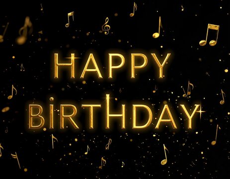Golden musical birthday greeting