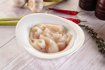 Raw squid rings for cooking