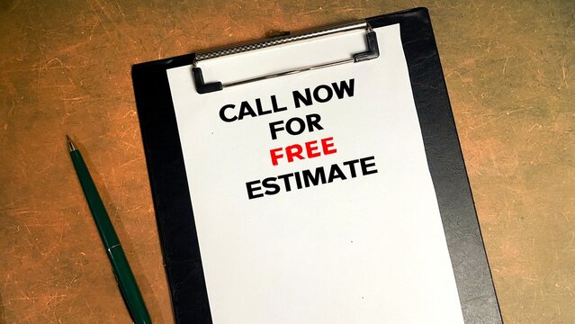 CALL NOW FOR FREE ESTIMATE written on the notebook.
