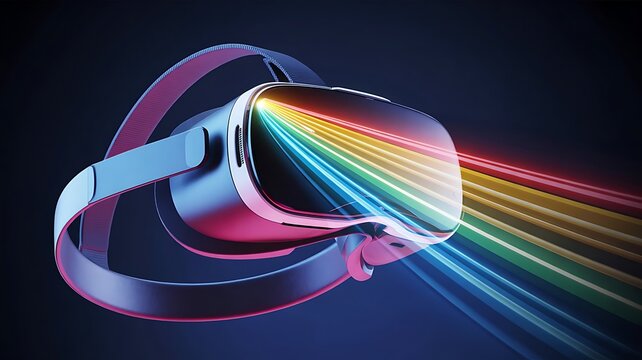 Futuristic Virtual Reality Headset with Vibrant Color Light Trails – Immersive Tech Concept